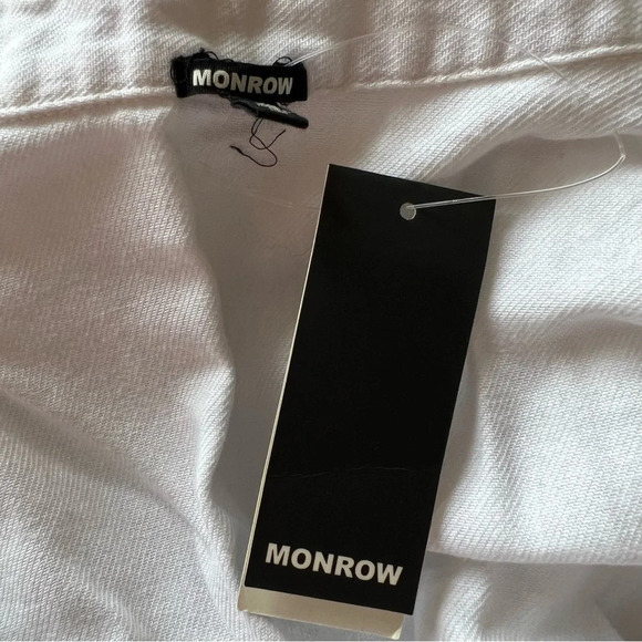 New! MONROW Cotton Twill Pocket Romper White nwt 13287 - Picture 9 of 12